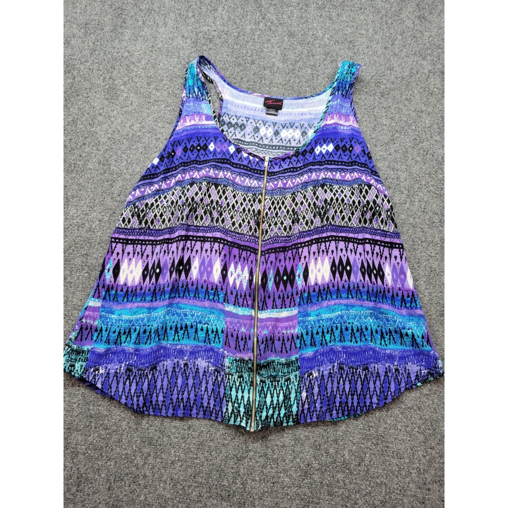 Torrid Purple Blue Tribal Print Zip Front Sleeveless Tank Top Size 3 535152